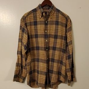 Men Banana Republic Brown Plaid Button‎ Down Shirt Size Small